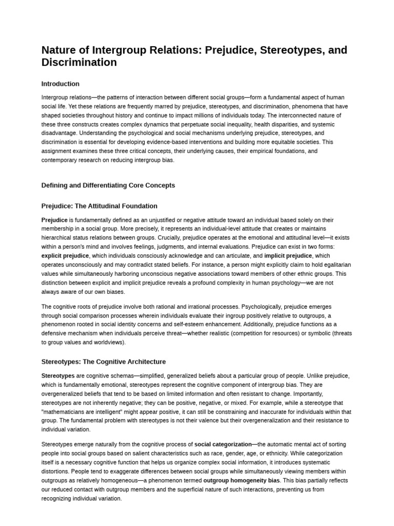 Understanding Prejudice and Discrimination | PDF | Prejudices | Stereotypes