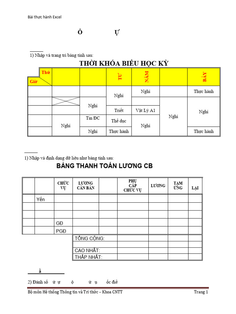 Bai Thuc Hanh Excel | PDF