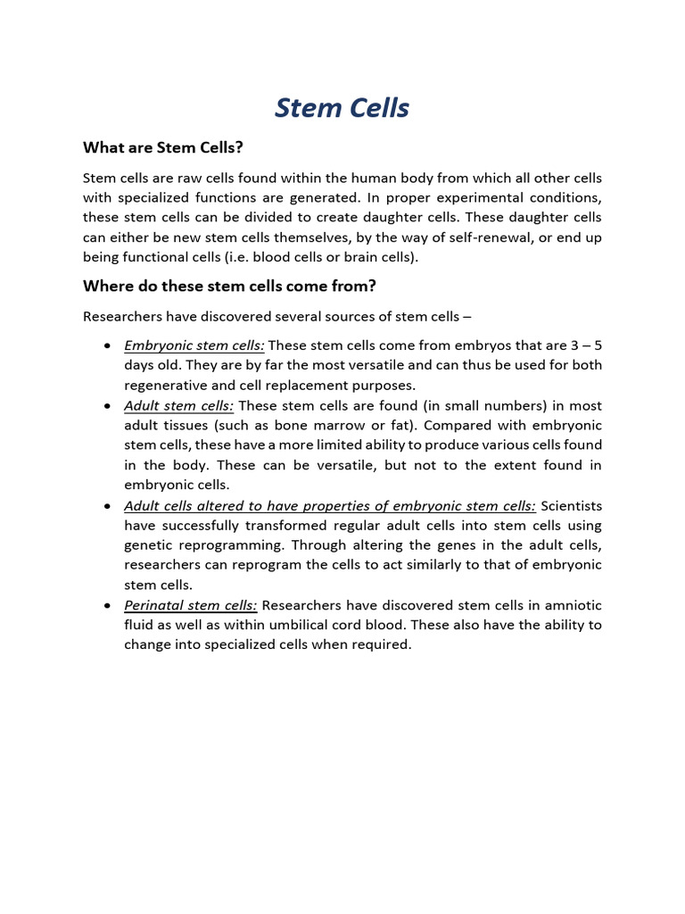 Stem cells-2 | PDF | Embryonic Stem Cell | Stem Cell