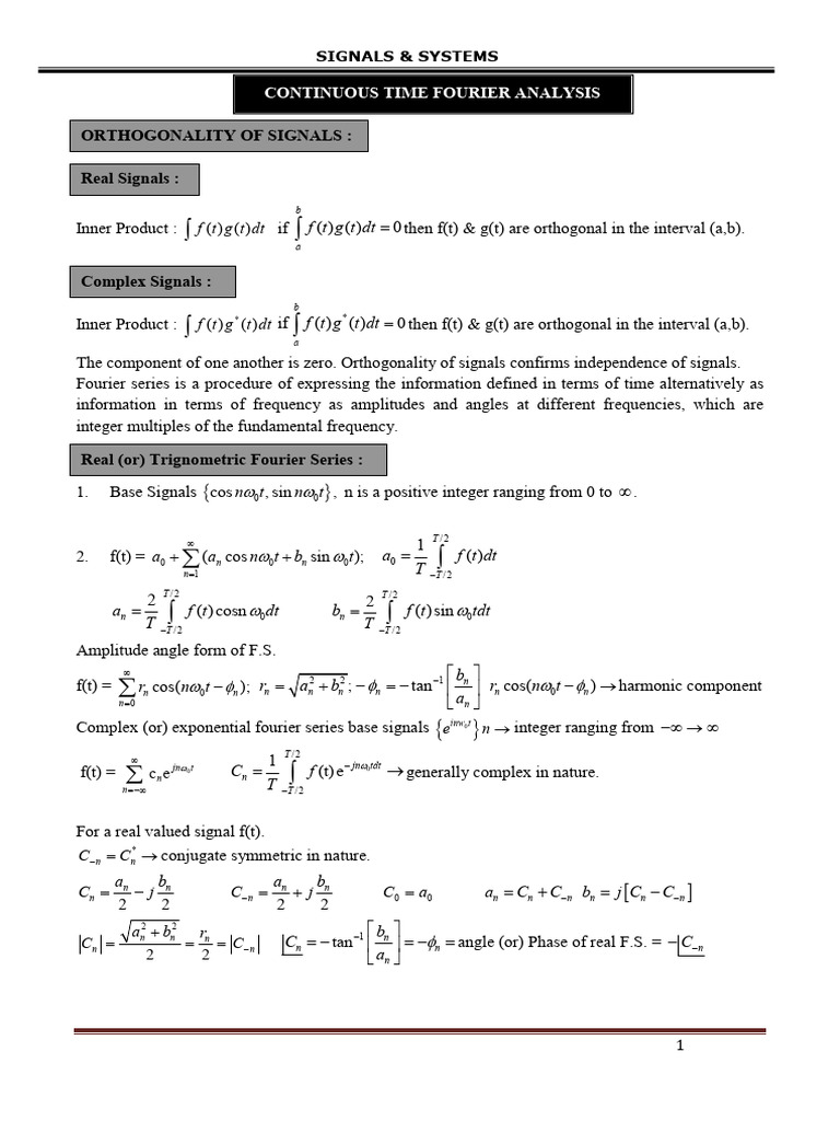 Signals and Systems: Fourier Analysis | PDF | Laplace Transform ...