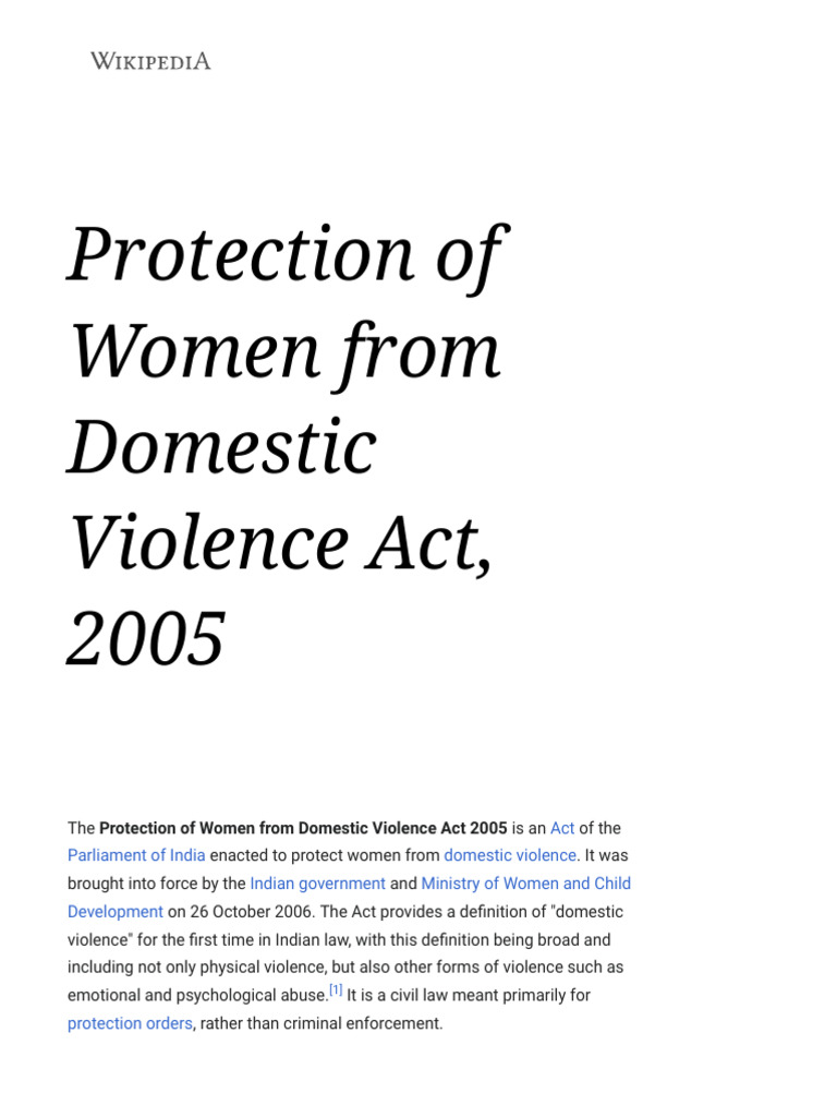 Protection of Women from Domestic Violence Act | PDF | Domestic ...