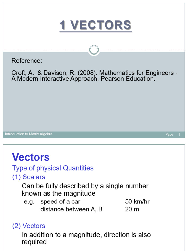 1. Vectors | PDF | Euclidean Vector | Physics