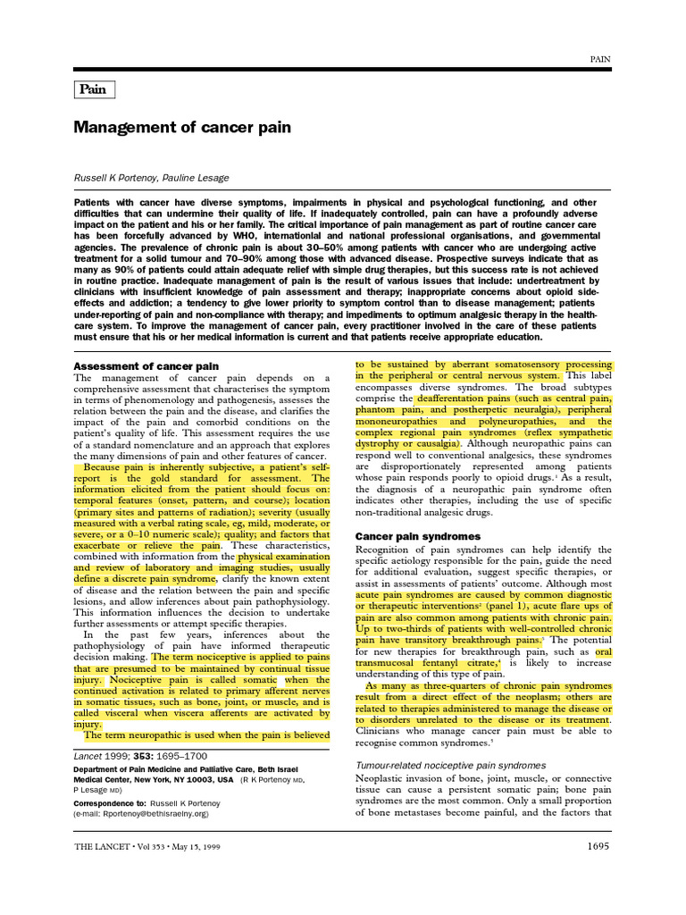 Cancer Pain | PDF | Analgesic | Pain