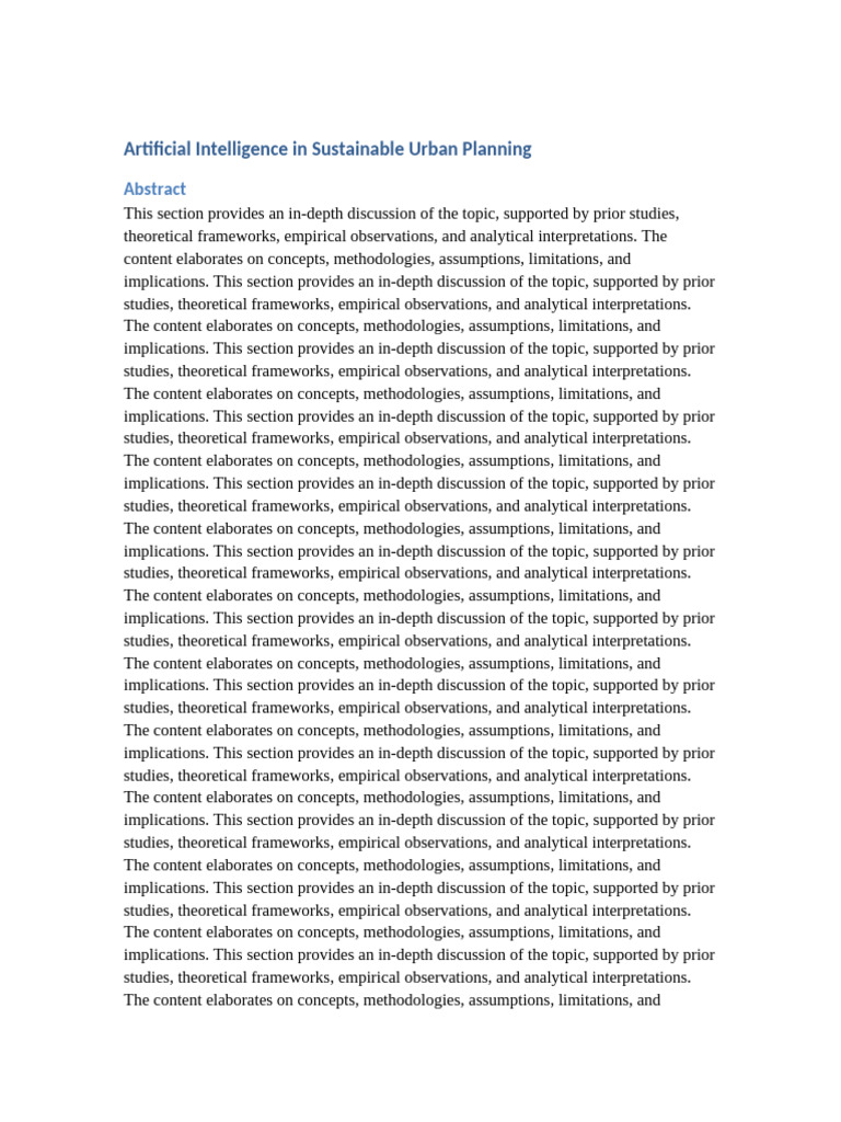 AI for Sustainable Urban Planning | PDF | Methodology | Theory