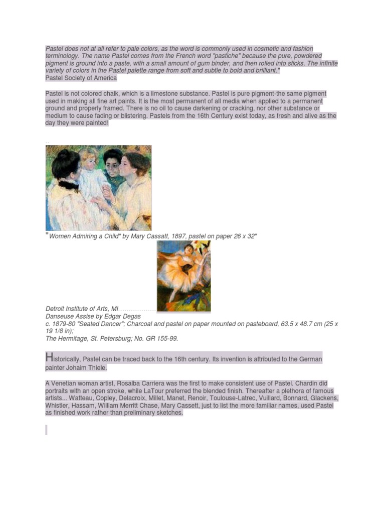 Pastel History PDF Pastel Plastic Arts