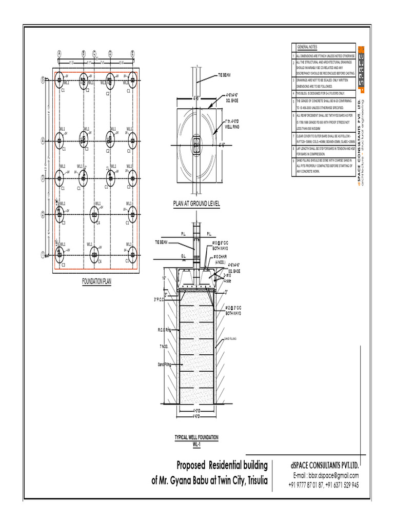 Foundation Plan for G+2 Residential Building | PDF | Mechanical ...