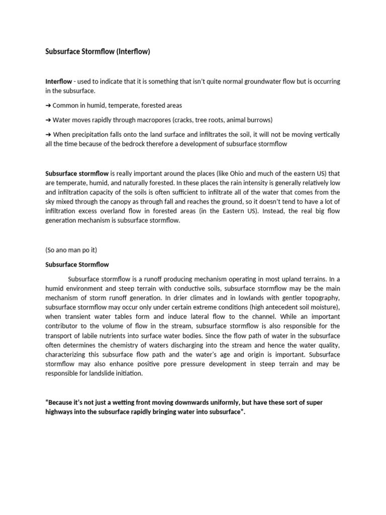 Understanding Subsurface Stormflow Dynamics | PDF | Surface Runoff ...
