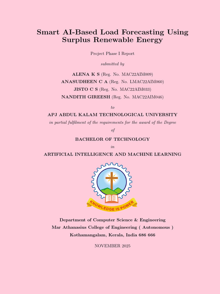 AI Load Forecasting with Renewable Energy | PDF | Intelligence (AI ...
