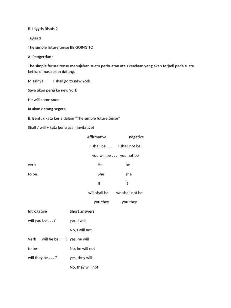 Pemahaman Simple Future Tense | PDF