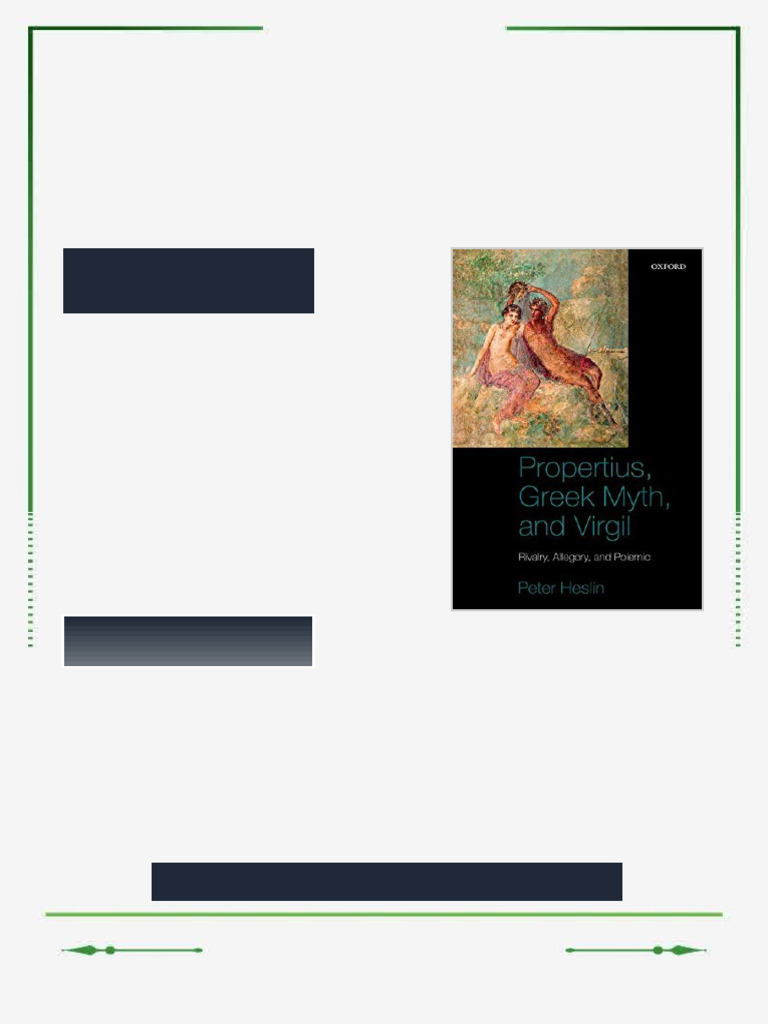 Propertius Greek Myth and Virgil Rivalry Allegory and Polemic 1st ...