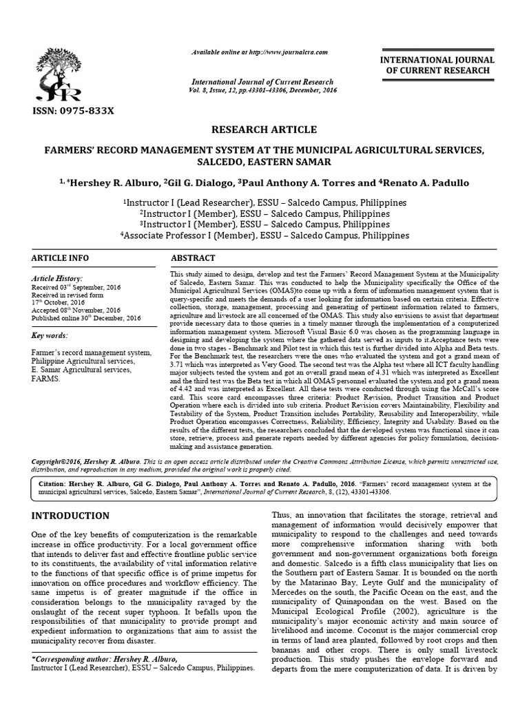 Farmers' Record Management System in Samar | PDF | Software Testing | Farms