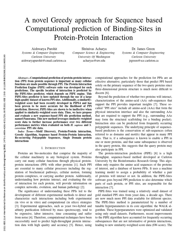 2021 A novel Greedy approach for Sequence based Computational ...