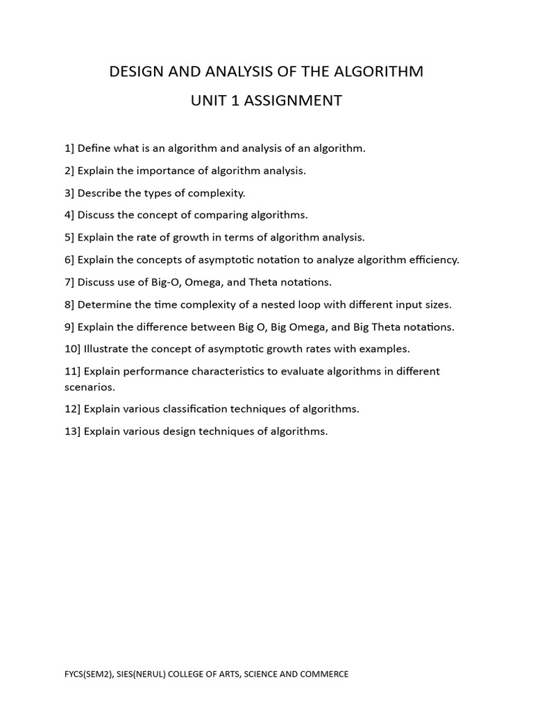 Algorithm Design and Analysis Guide | PDF