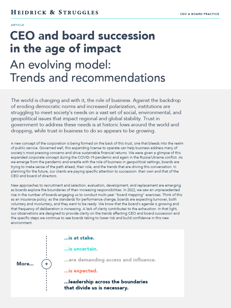 CEO and Board Succession Trends | PDF | Board Of Directors | Governance