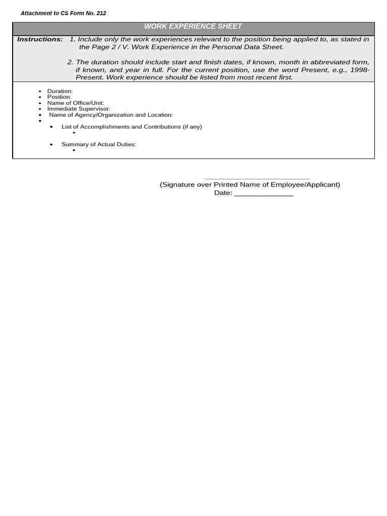 5 Edited Work Experience Sheet 2 | PDF