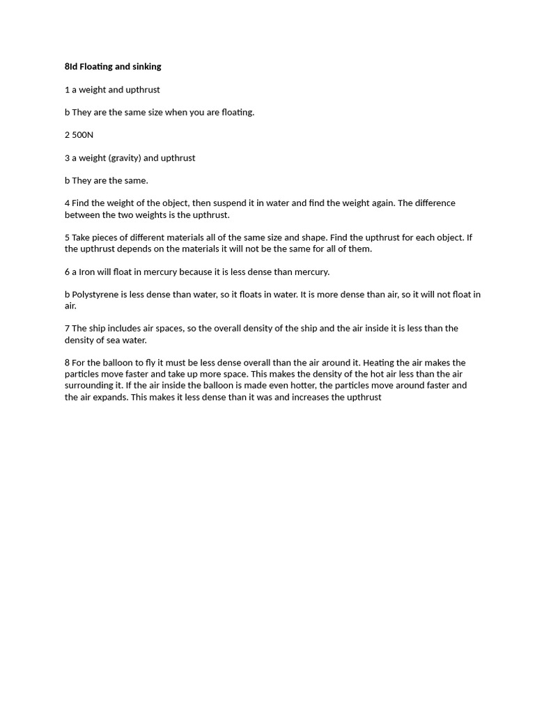 Understanding Floating and Sinking Principles | PDF