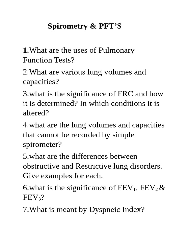 Understanding Spirometry and PFTs | PDF