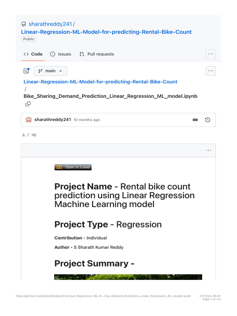 Bike Rental Demand Prediction Model | PDF | Regression Analysis ...