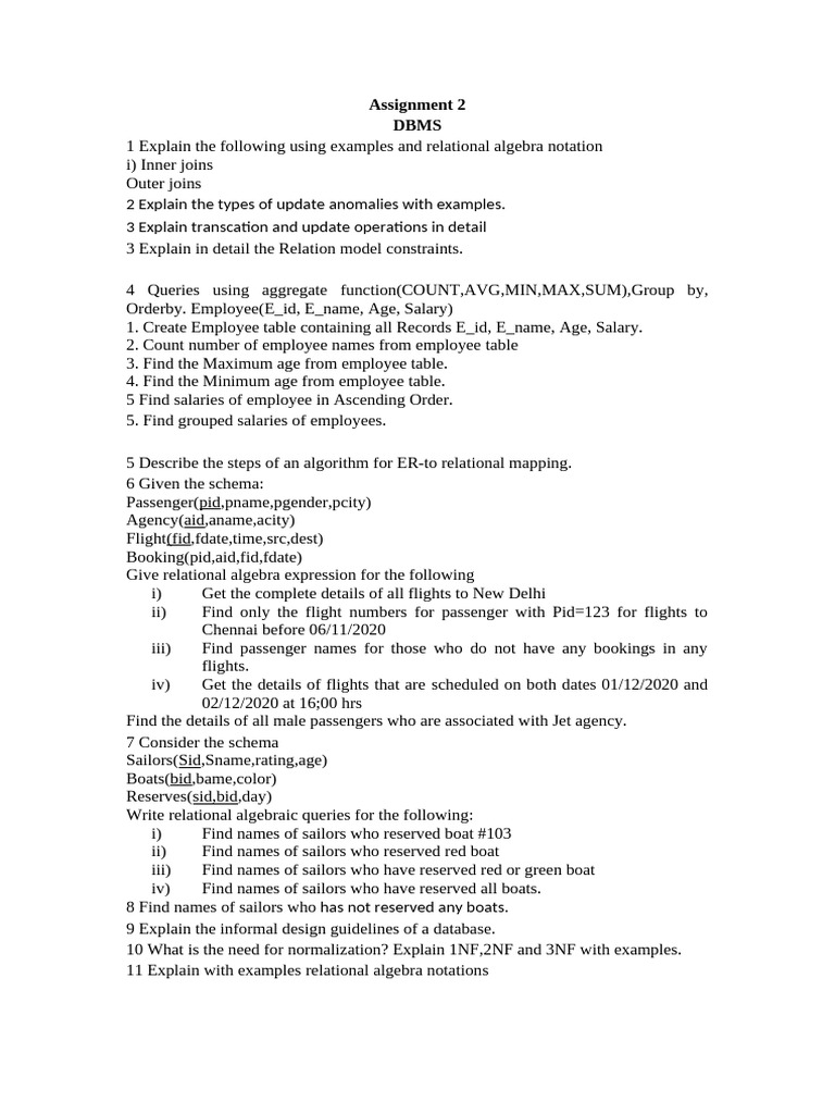 DBMS Assignment: Joins, Anomalies, Queries | PDF