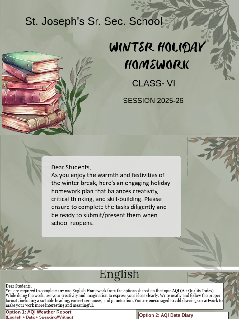 Circular 20251230145610 Class 6 Winter Holiday Homework 2025 | PDF ...