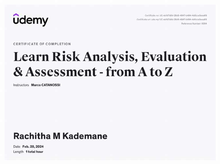 Risk Assessment Certification | PDF