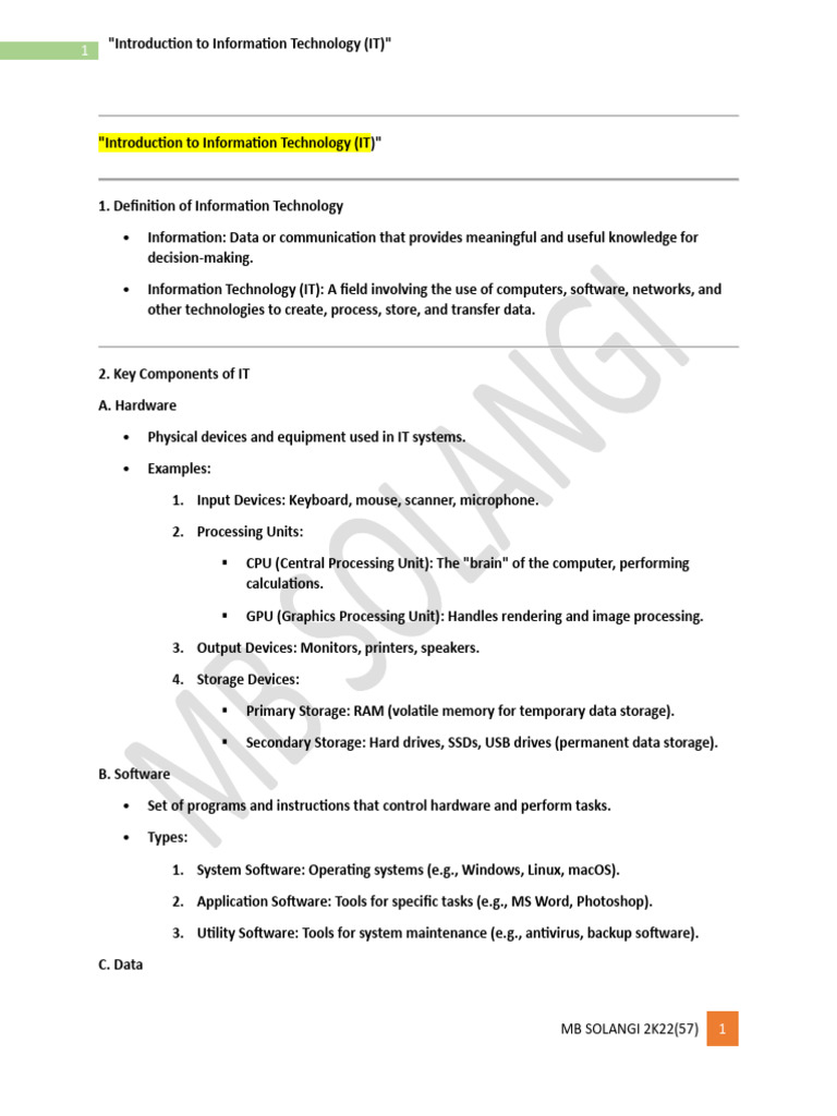 Introduction to Information Technology | PDF | Computer Network ...