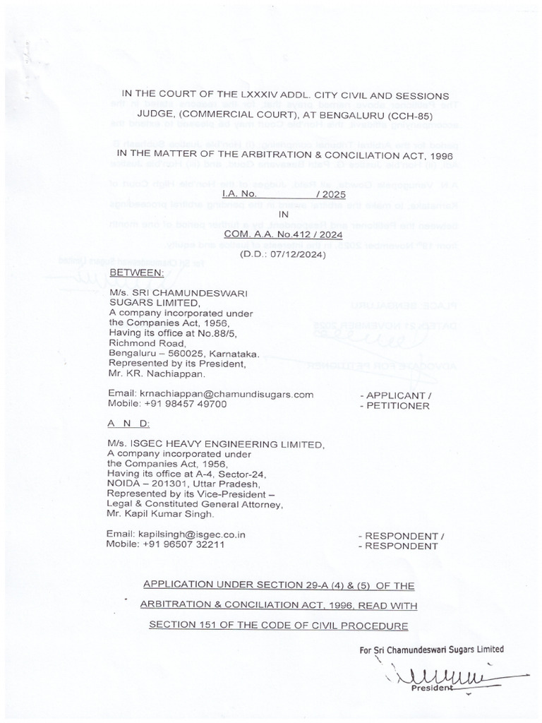 Application For Extension Com Aa 412 of 2024 | PDF