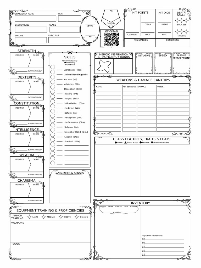 DND Character Sheet Print Free A4 Size | PDF