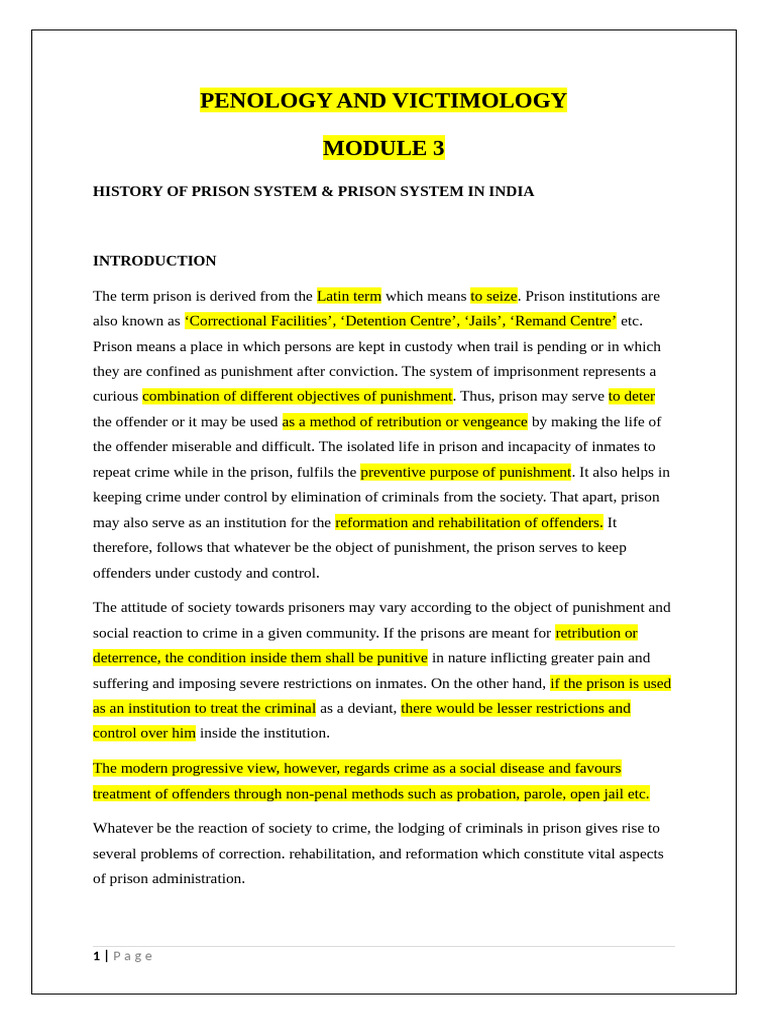 History of Prison Systems in India | PDF | Prison | Rehabilitation ...