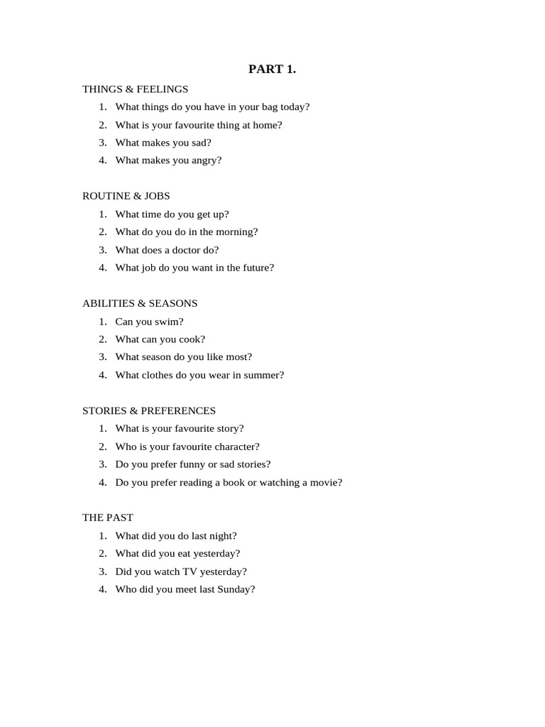 Speaking A1 Mock | PDF