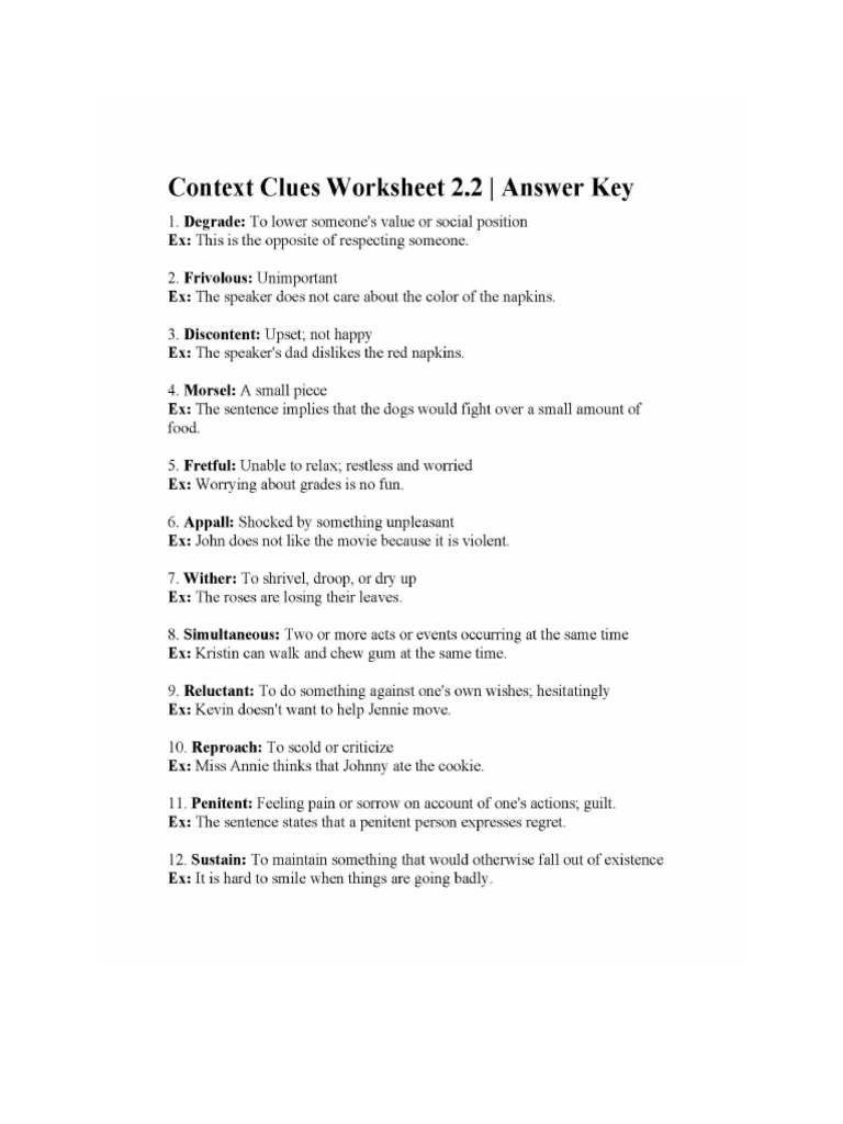 Context Clues 2 A.K | PDF