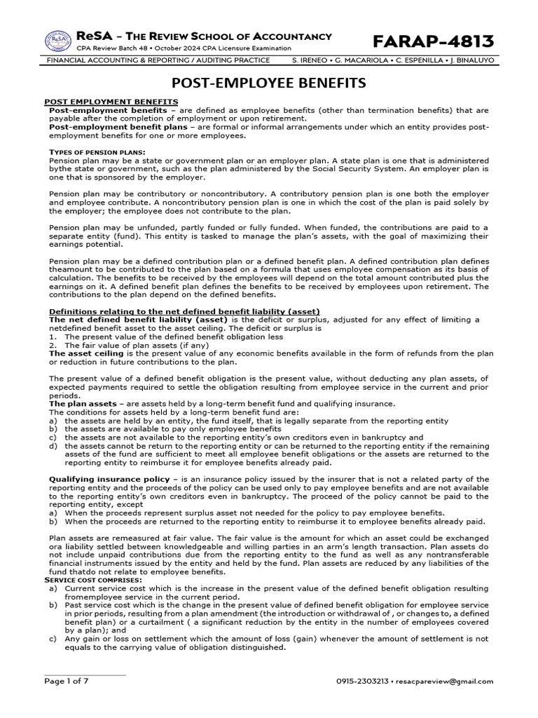 FARAP-4813 (Post-Employment Benefits) | PDF | Defined Benefit Pension ...