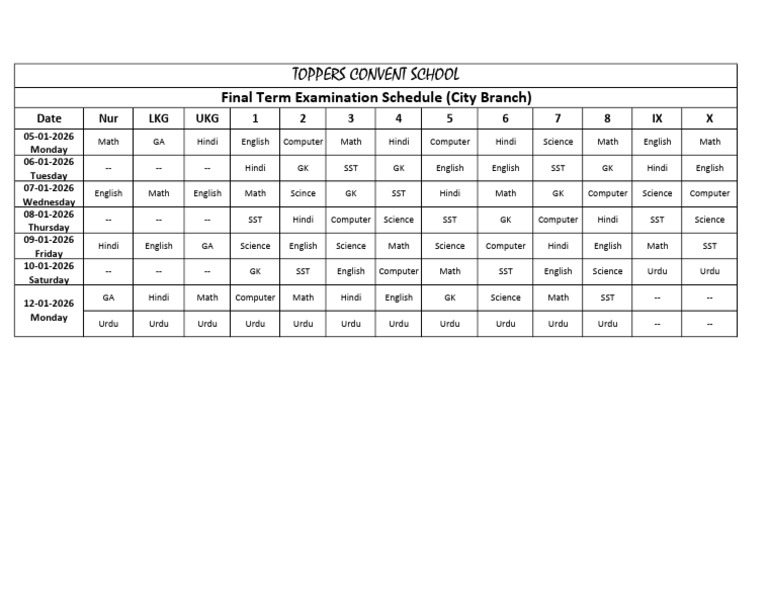 Final Term Exam Schedule 2026 | PDF