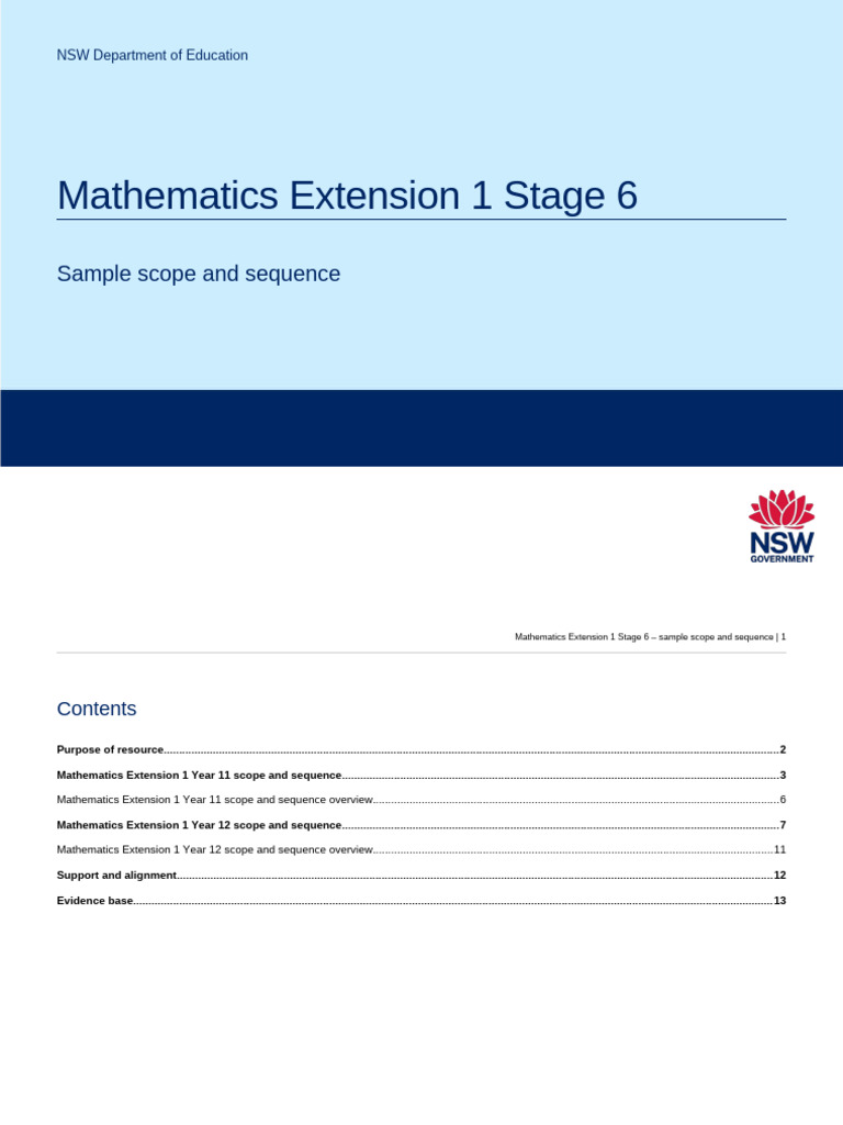 Mathematics s6 Extension 1 Scope and Sequence | PDF | Function ...