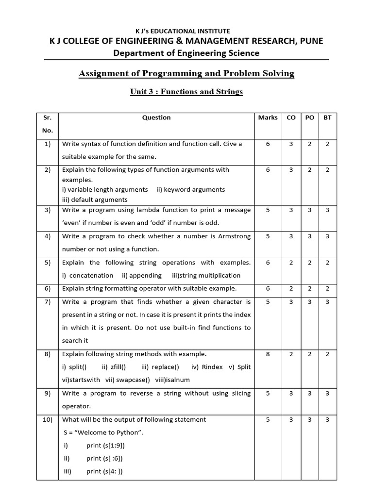 PPS Unit 3 Assignment | PDF