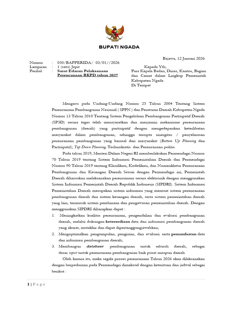 Pedoman Musrenbang RKPD 2027 Ngada | PDF