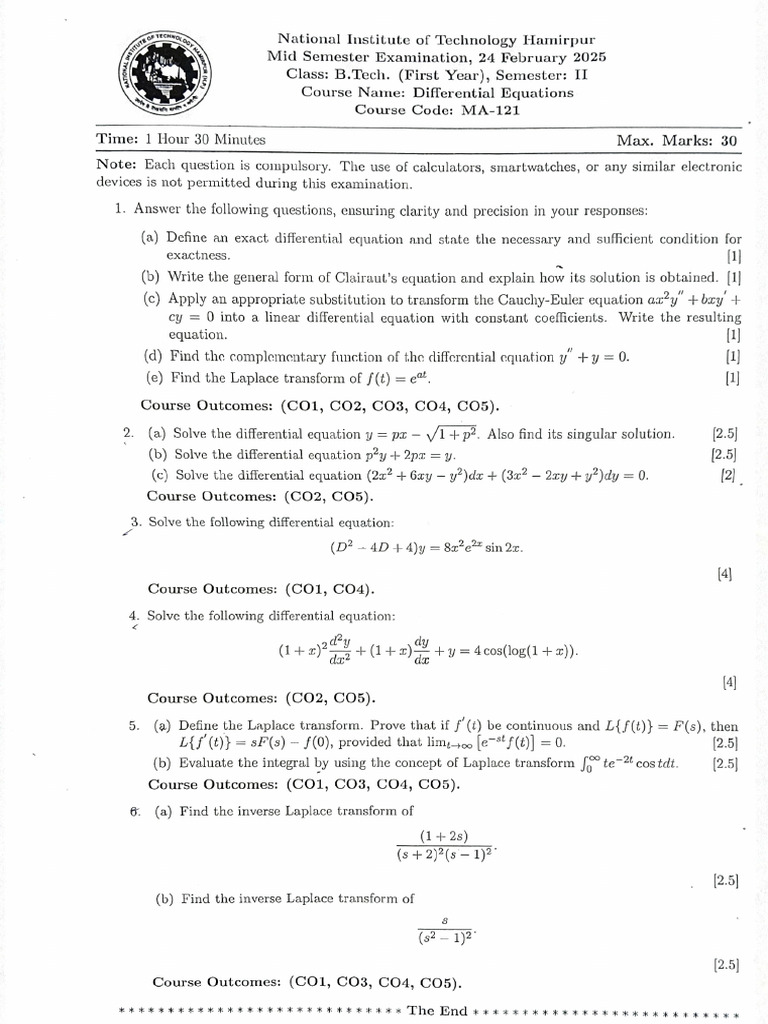 Mid Sem 2025 | PDF