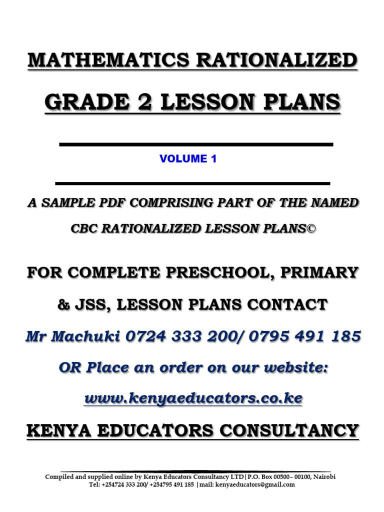 Grade 2 Mathematics Lesson Plans | PDF | Learning | Lesson Plan
