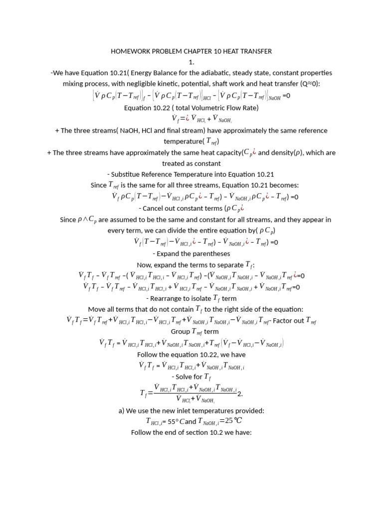 HOMEWORK PROBLEM CHAPTER 10 HEAT TRANSFER | PDF | Heat | Heat Capacity