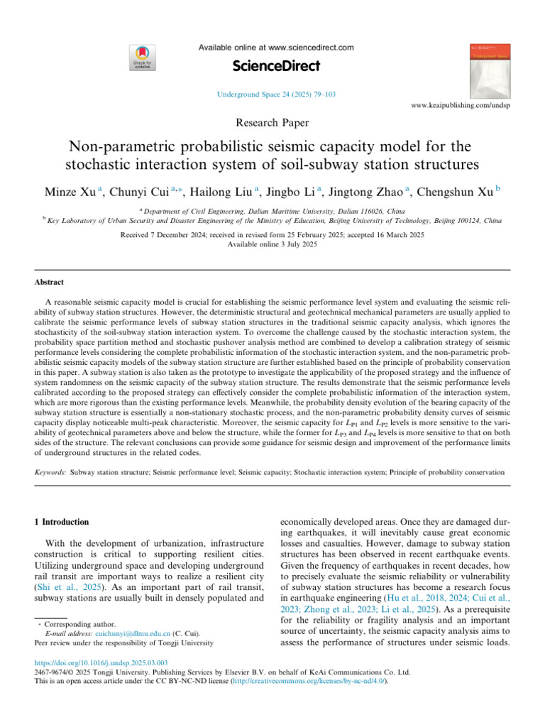 Non Parametric Probabilistic Seismic Capacity Model for the St 2025 ...