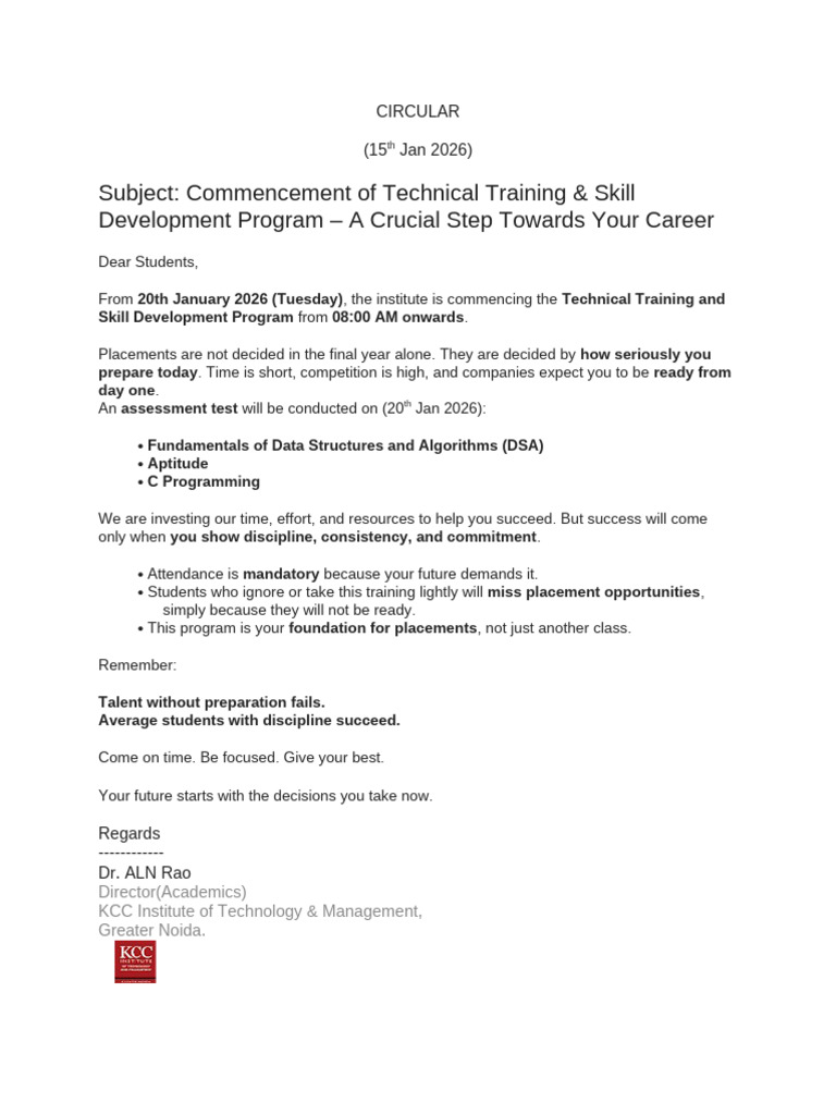 Technical Training Program Launch 2026 | PDF