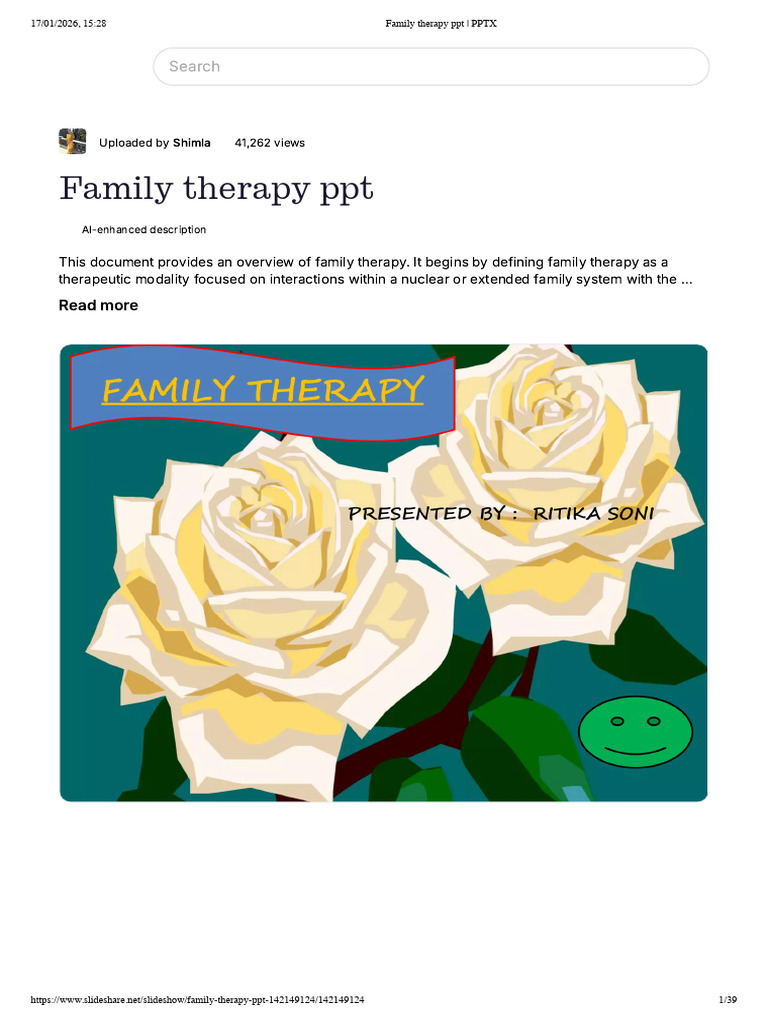Overview of Family Therapy Concepts | PDF | Health Care | Medical ...