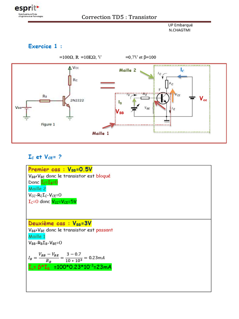 Correction TD5 : Analyse Transistor | PDF