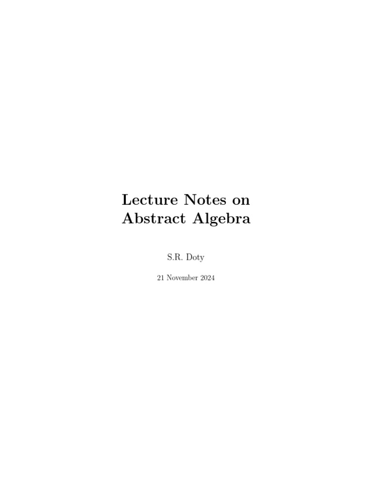 Abstract Algebra Lecture Notes | PDF | Function (Mathematics) | Group ...
