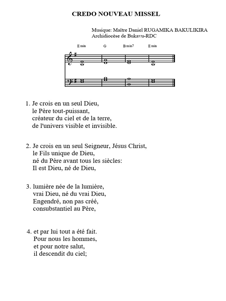 Credo catholique : texte et musique | PDF | Dieu | Doctrines et ...