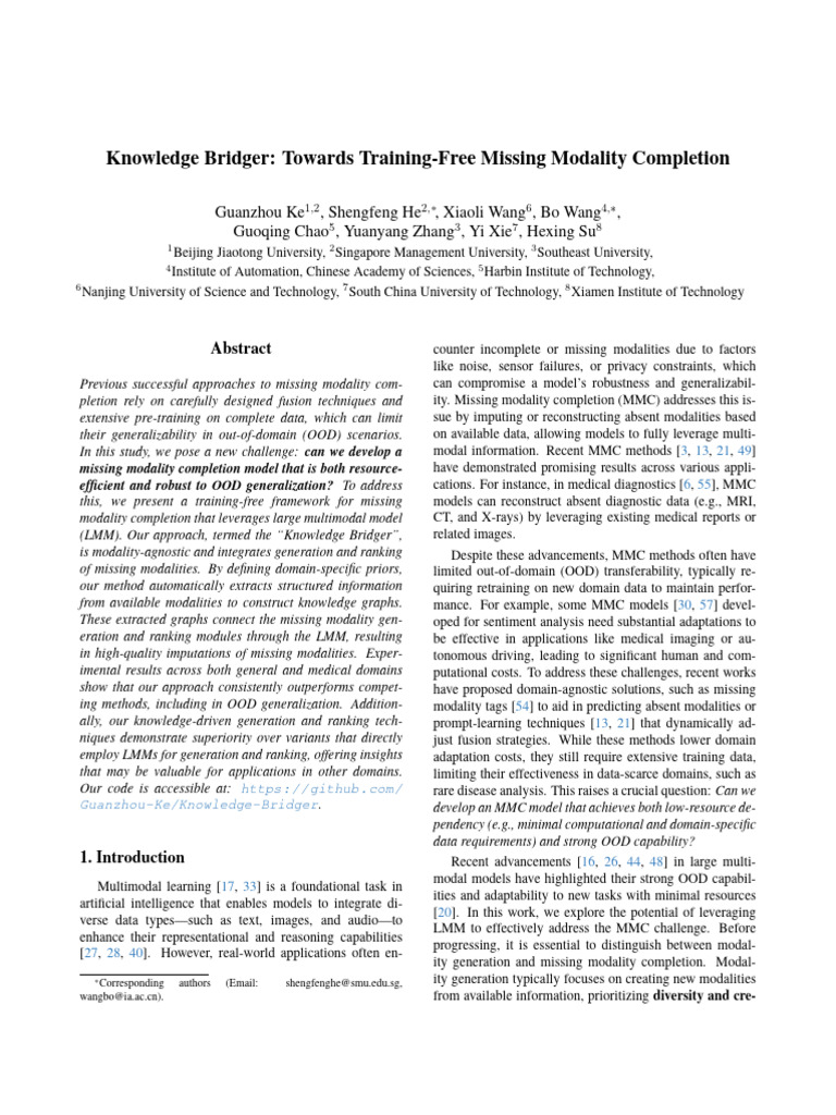 Training-Free Missing Modality Completion | PDF | Medical Imaging ...