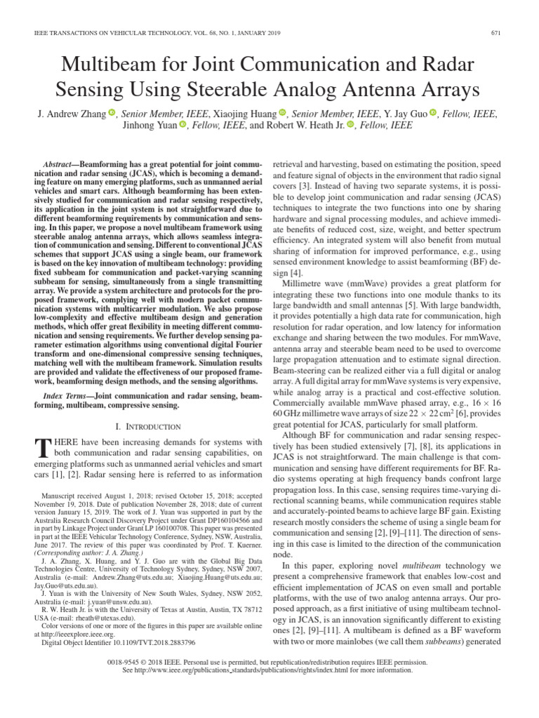 Multibeam for Joint Communication and Radar Sensing Using Steerable ...