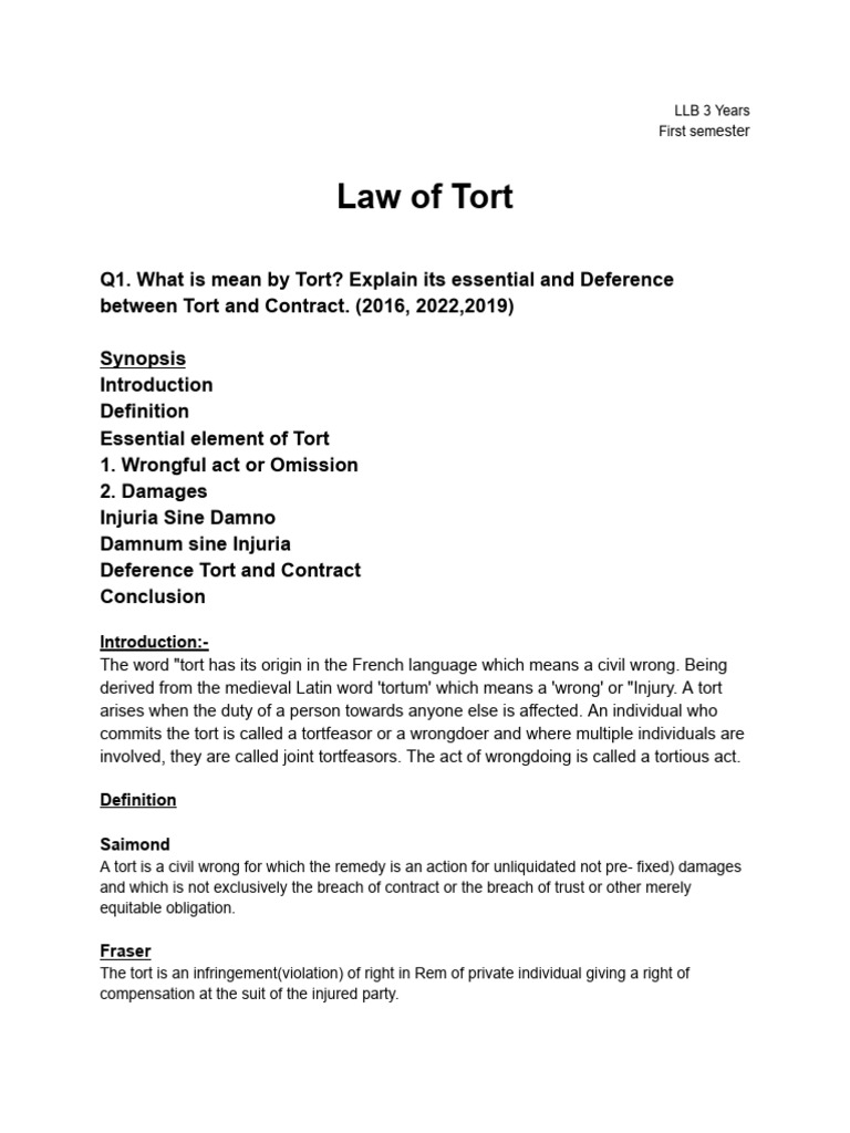 Understanding Tort Law Essentials | PDF | Negligence | Tort