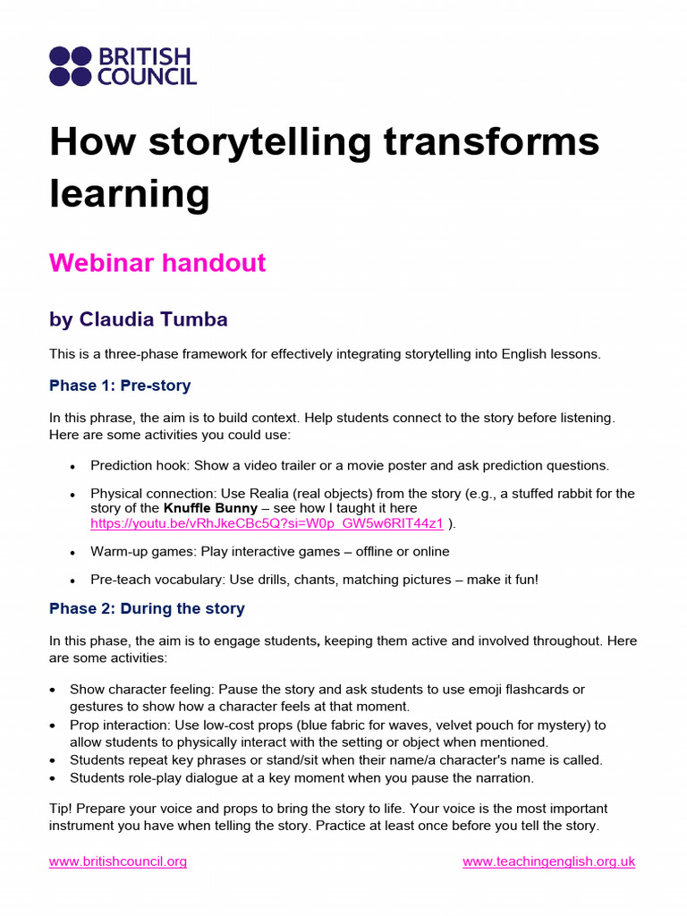 Storytelling Techniques for English Lessons | PDF | Storytelling ...