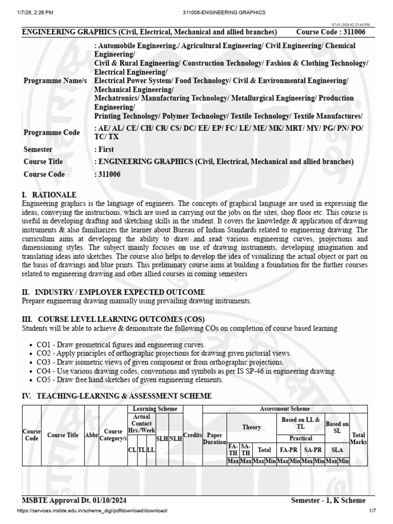 Engineering Graphics Course Overview | PDF | Engineering | Technical ...